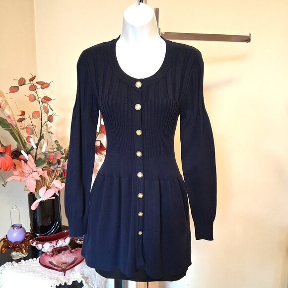 NWT Woman's Navy Blue Cardigan Knit Lightweight Ladies Sweater Outerwear - Picture 7 of 9